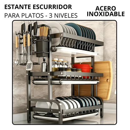 🔥BLACK FRIDAY🔥 | ESTANTE ESCURRIDOR PARA PLATOS DE 3 NIVELES + ENVÍO GRATIS