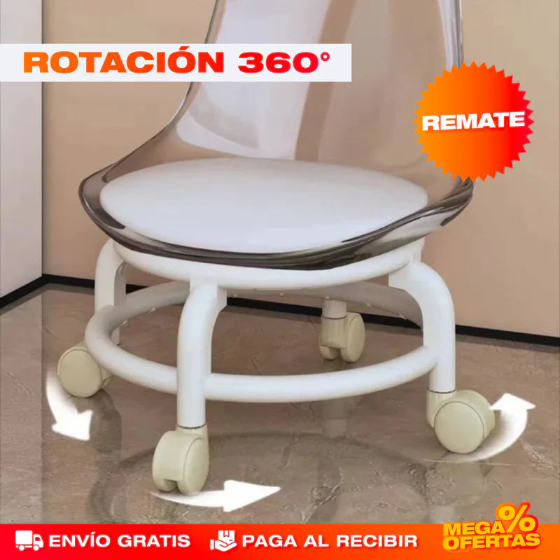 SILLA BAJA GIRATORIA 360° EN ACRÍLICO PARA NIÑOS Y ADULTOS
